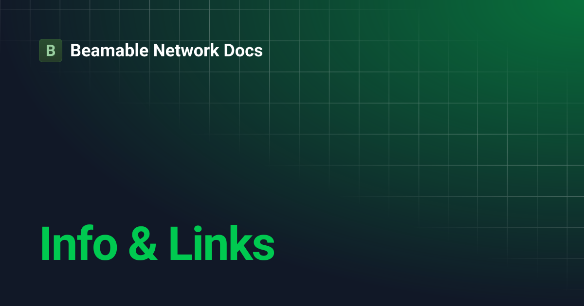 Info & Links | Beamable Network Docs
